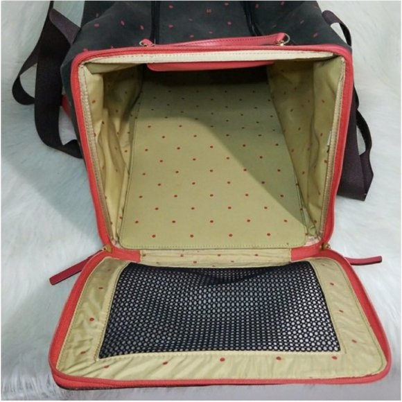 kate spade brown pink dot dog pet animal carrier see pics - Picture 4 of 7